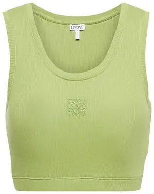 Loewe Green Cropped Anagram Tank Top