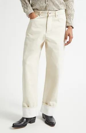Bottega Veneta White Straight leg denim