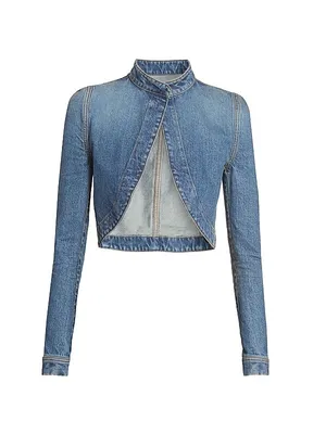 Alaïa - Blue Denim Cropped Jacket