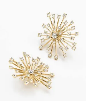 Chanel Spring/Summer 23 Golden & Crystal Metal & Strass Stud Earrings