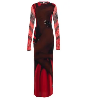 Loewe Red Body Print Dress