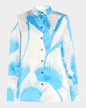 Ferragamo Venus Print Silk Button Down