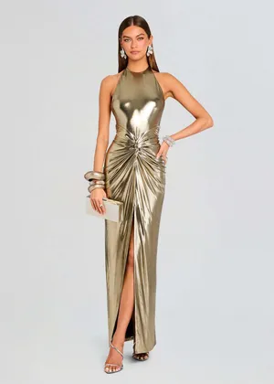 Retrofête Anida Dress in Metallic Pewter