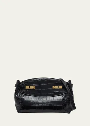 Ferragamo Hug Croc Embossed Leather Pouch