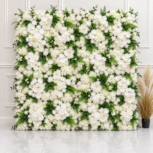 White Peony, Carnation & Hydrangea Flower Wall