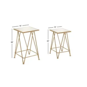 Gold Square Mirrored End Table 