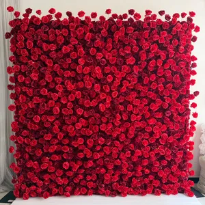 Crimson romance flower wall Rental 8ft by 8ft