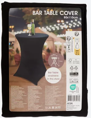 Housse noire pour table haute Ø 80 × 110 cm – location pour manges debout