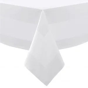 Location Nappe Blanche avec Bande Satin 140×320 cm – Coton Premium