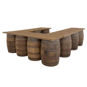 🍻 10-Barrel U-Shaped Rustic Bar