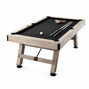 7’ Black & Wood Pool Table