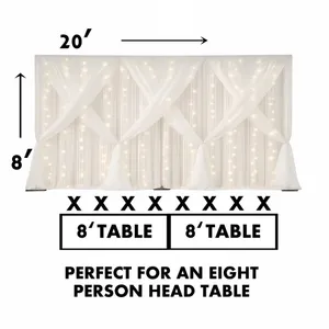 20ft (W) x 8ft (T) Sheer Head Table Backdrop (Fancy Weave) 