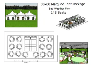 30 x 60 Marquee Package 148 Guests 2 Layouts