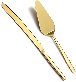 Gold Cake Knife and Server Set