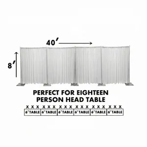 40'(W) x 8'(T) White Banjo Backdrop For Head Table