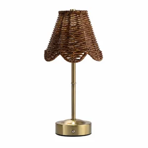 Woven Wicker Table Lamp – 14 in