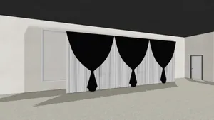 30'(W) x 12'(T) 2 Layer White & Black Banjo Backdrop For Head Table