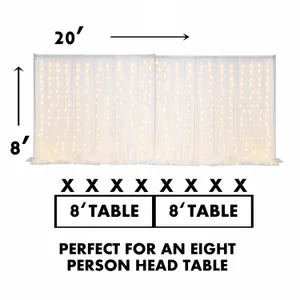 8'(T) x 20'(W) White Sheer Backdrop W Curtain Lights