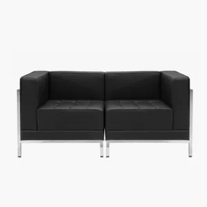 Black Modular Lounge Loveseat (Dual-Arm, 2-Piece)