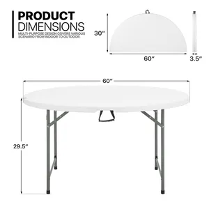 5FT half foldable round