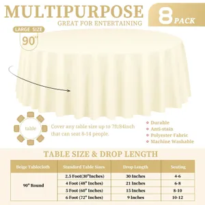 4 feet round table cloth ivory gold