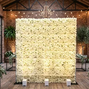 White Flower Wall - 8.5ft x 10ft with 3 Wireless Up-lights & Stand