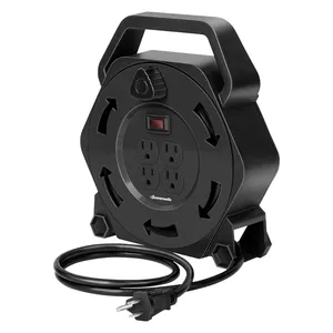 Extension Cord Reel with 25 FT Power Cord, Hand Wind Retractable, 16/3 AWG SJTW