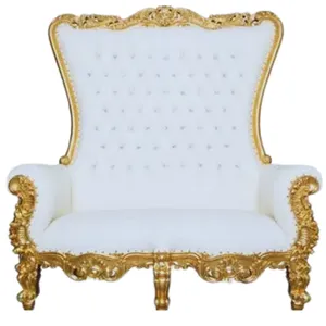Double White & Gold Throne Chair