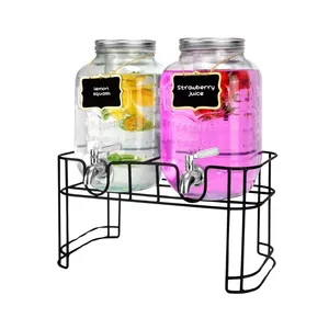Dual Beverage Carafe with Metal Stand - 1 Gallon
