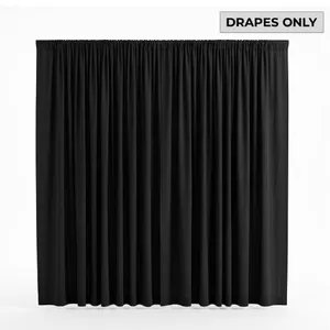 8ft x 10ft Black Blackout Drapes (2 Panels) – Pipe & Drape Stands Not Included