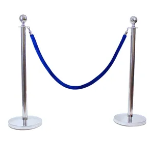 Chrome Stanchions with Blue Velvet Rope