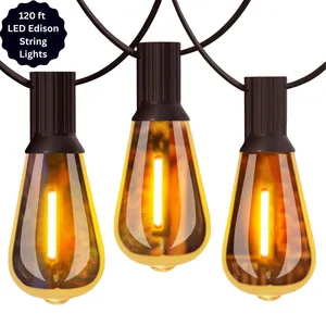 120ft LED Outdoor Edison String Lights - Warm White - Dimmable