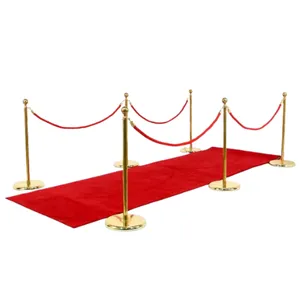 3ft x 15ft Red Carpet and 6 Gold Stanchions with Red Velvet Rope
