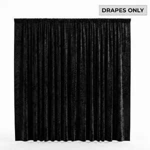 8ft x 10ft Black Velvet Drapes (2 Panels) – Pipe & Drape Stands Not Included