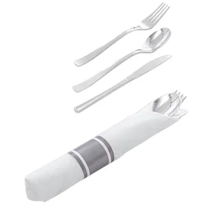 50 Pre Rolled Silver Classic Plastic Silverware Sets