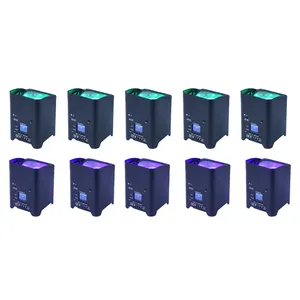 10 Wireless Black LED Uplight - RGB Colors