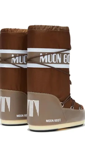 MOON BOOT <br> Icon logo-tape snow boots BROWN Size 38 fits 38-41 <br> RRP $600