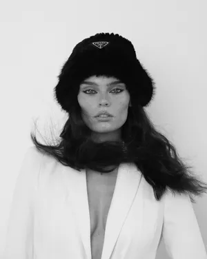 PRADA <br> Shearling faux-fur trim plaque Bucket Hat <br> RRP $1400