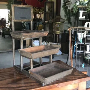 Wood tray stand with Chalkboard 3 Tier
