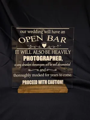 Acrylic Open Bar Sign 10 x 10