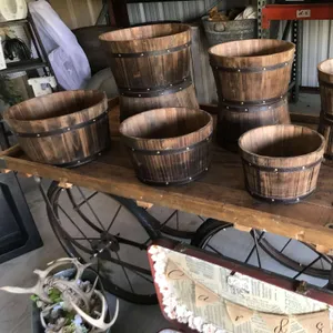 Set of 3 Wooden half barrel bowls    Small, Medium and Large