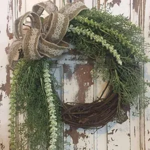 Wreath Brown Vine with Burlap Bow