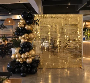 Gold Shimmer Wall & Balloons Package