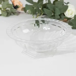 Plastic Compote Bowl Flower Vases Roman Style Clear - Round Decorative Pedestal