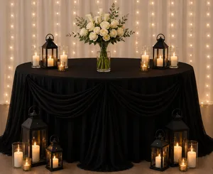 Black Round Tablecloth