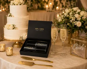 Gold Wedding Cake Cutting and Champagne Flute Set