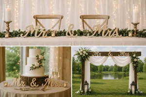 Brown Freestanding Mr. & Mrs. Wooden Sign