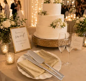 Wedding Cake Cutting and Champagne Flute Set
