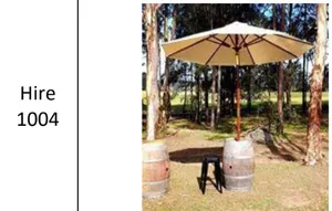 Umbrella & Barrel 3.3m diameter x 2.7m tall