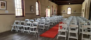 White Americana PVC chairs $7.70 each. Order for qty 50+ $7 ea each. (Price change from March 2025)